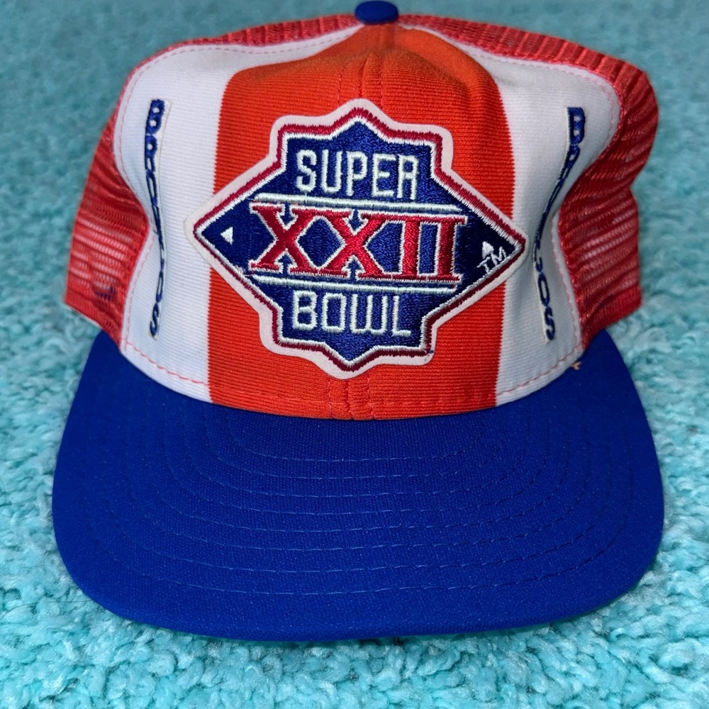 Vintage Denver Broncos Super Bowl‎ XXII Hat Lucky Stripes Trucker Cap AJD